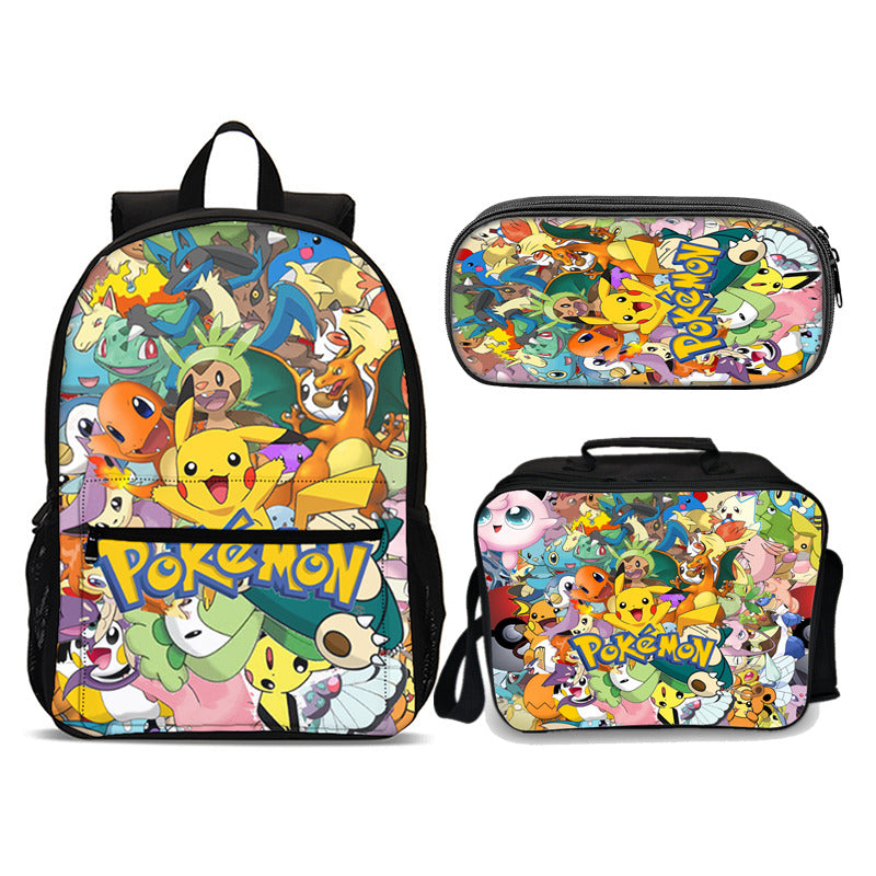 Pokemon Crew Edition Set (3PC) USB Cable included &amp; port (Front zipper , upgraded lunch bag) No. 4 - Preppy Kids (Grand Bazaar)