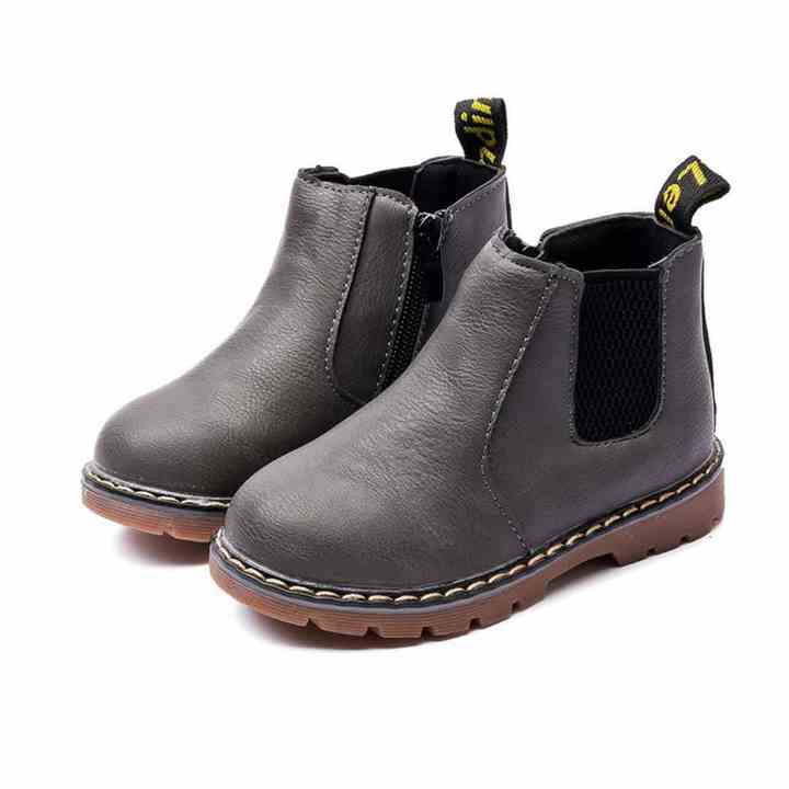 Grey Leather Boots - Preppy Kids (Grand Bazaar)