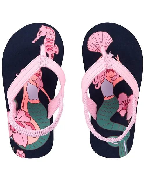 Purple and Pink Mermaid Elastic Band Toddler Girls Slippers - Preppy Kids (Grand Bazaar)