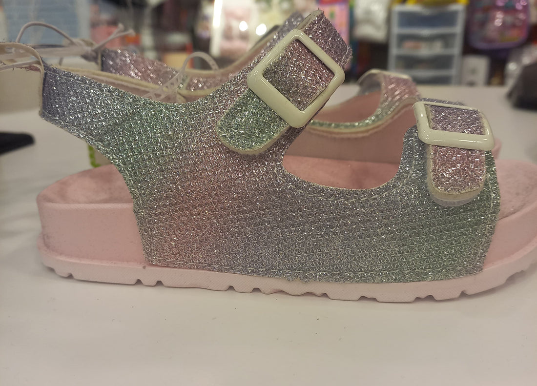 Girls Multicolored Glitter Velcro Sandals - Preppy Kids (Grand Bazaar)