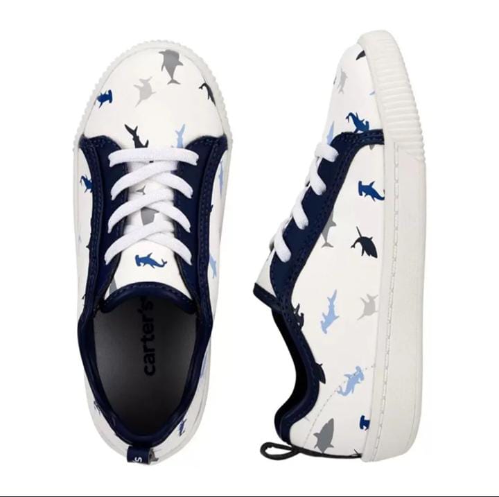 Boys Blue and White Shark Sneakers - Preppy Kids (Grand Bazaar)