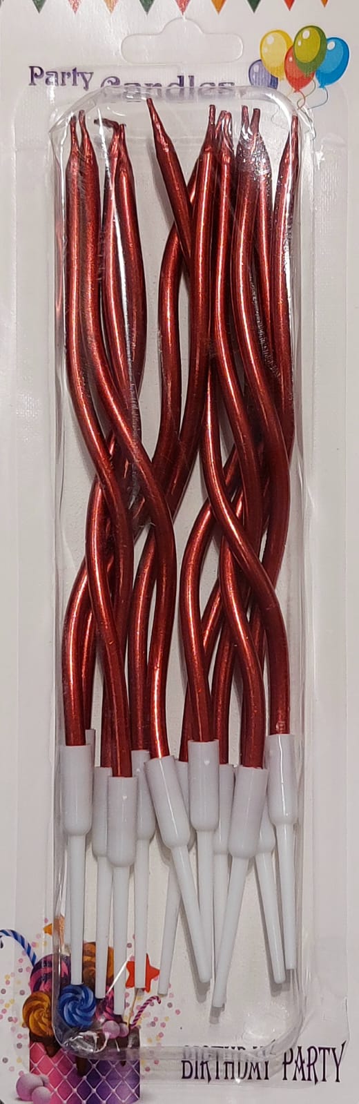 Red Swirl Party Candles - Preppy Kids (Grand Bazaar)