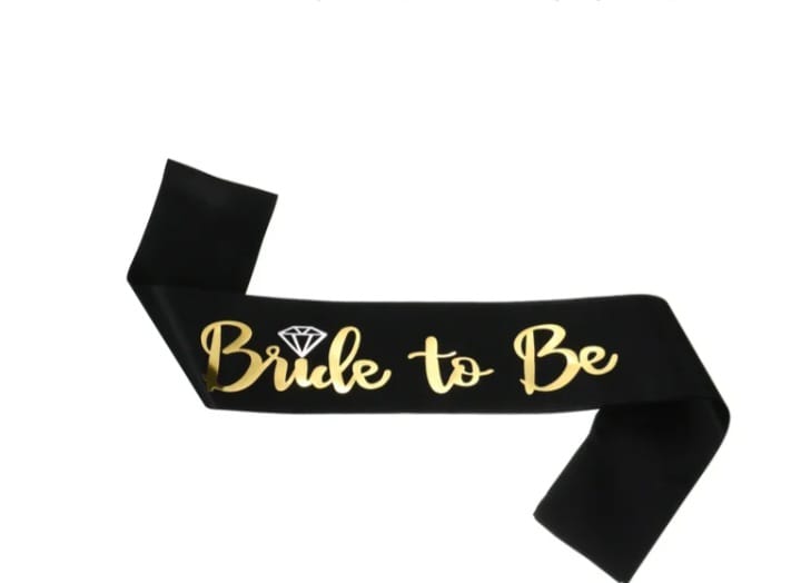 Black Bride to be Sash
