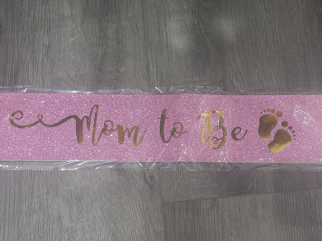 Mom To Be Glitter Pink Sash