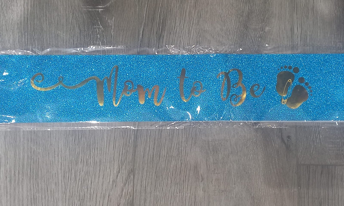 Mom To Be Glitter Blue Sash