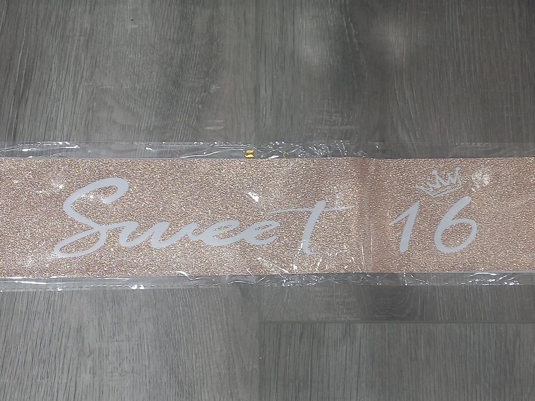 Sweet 16 Glitter Rose Gold Sash