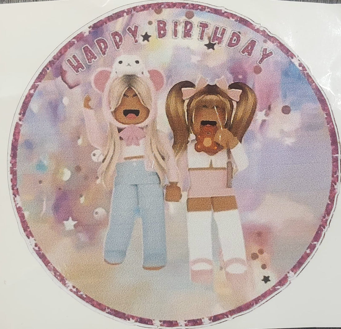 Roblox Girls  Happy Birthday Stickers 2pcs( Large)