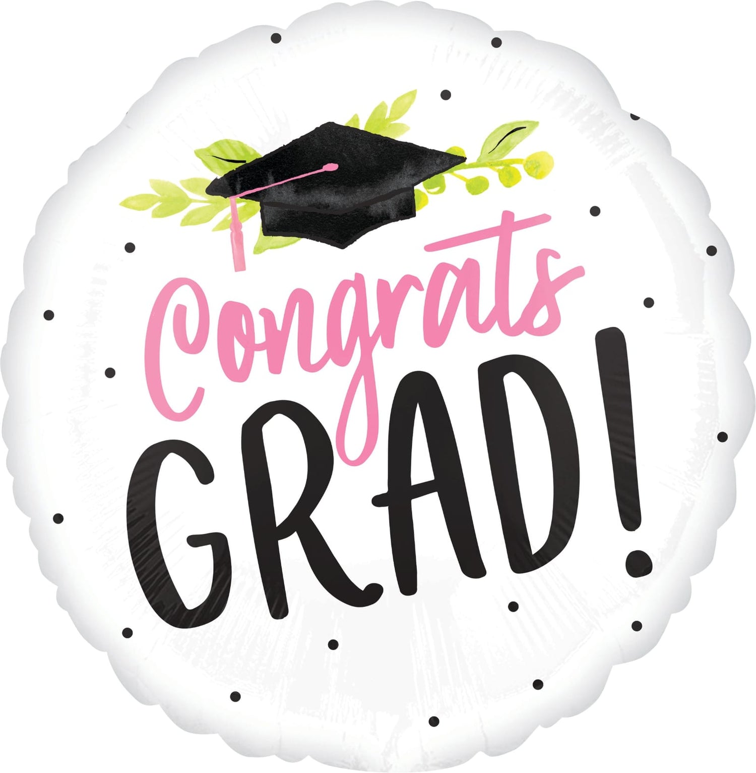 Congrats Grad White and Pink Foil Balloon 18inch graduation