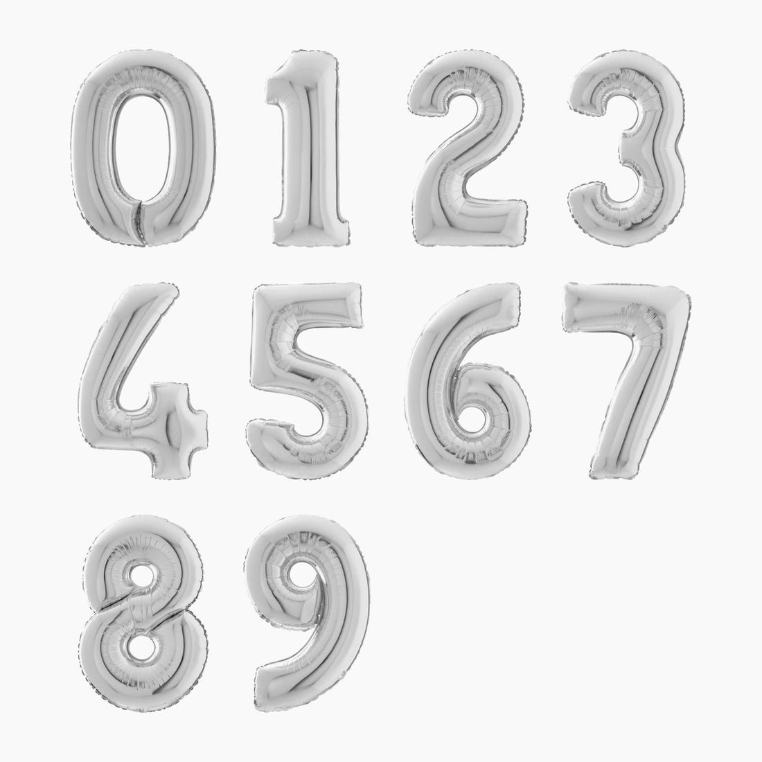 35" Jumbo  Number Silver Foil Helium Balloons (35").  1 to 9