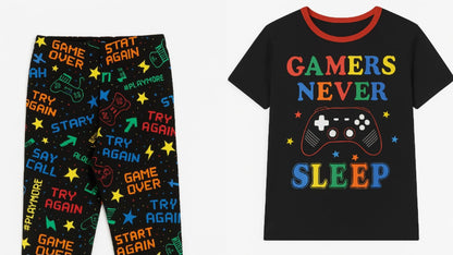 &quot;Gamers Never Sleep&quot; 2pc Pyjamas Set