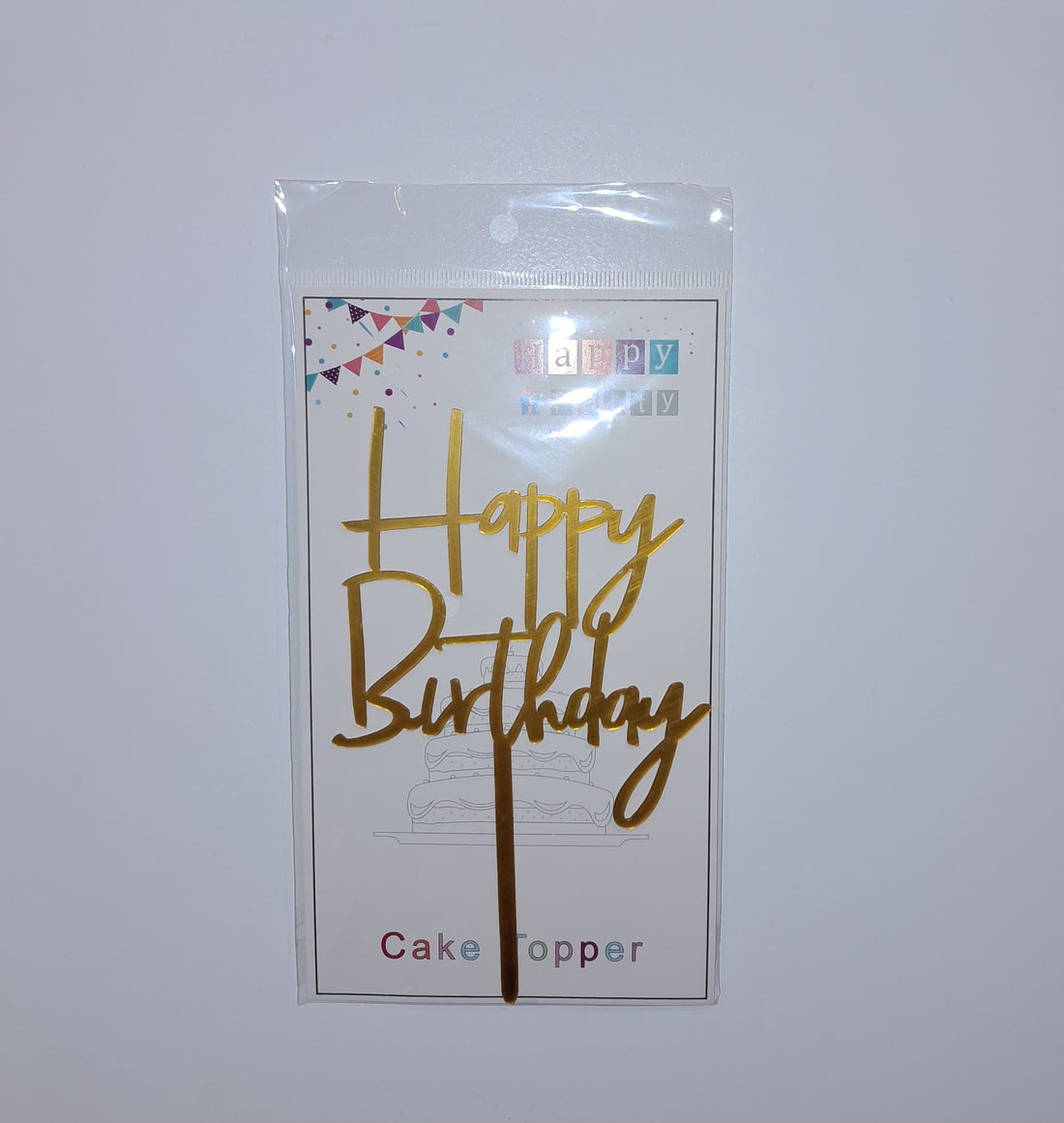 Small Gold Happy Birthday Cake Topper