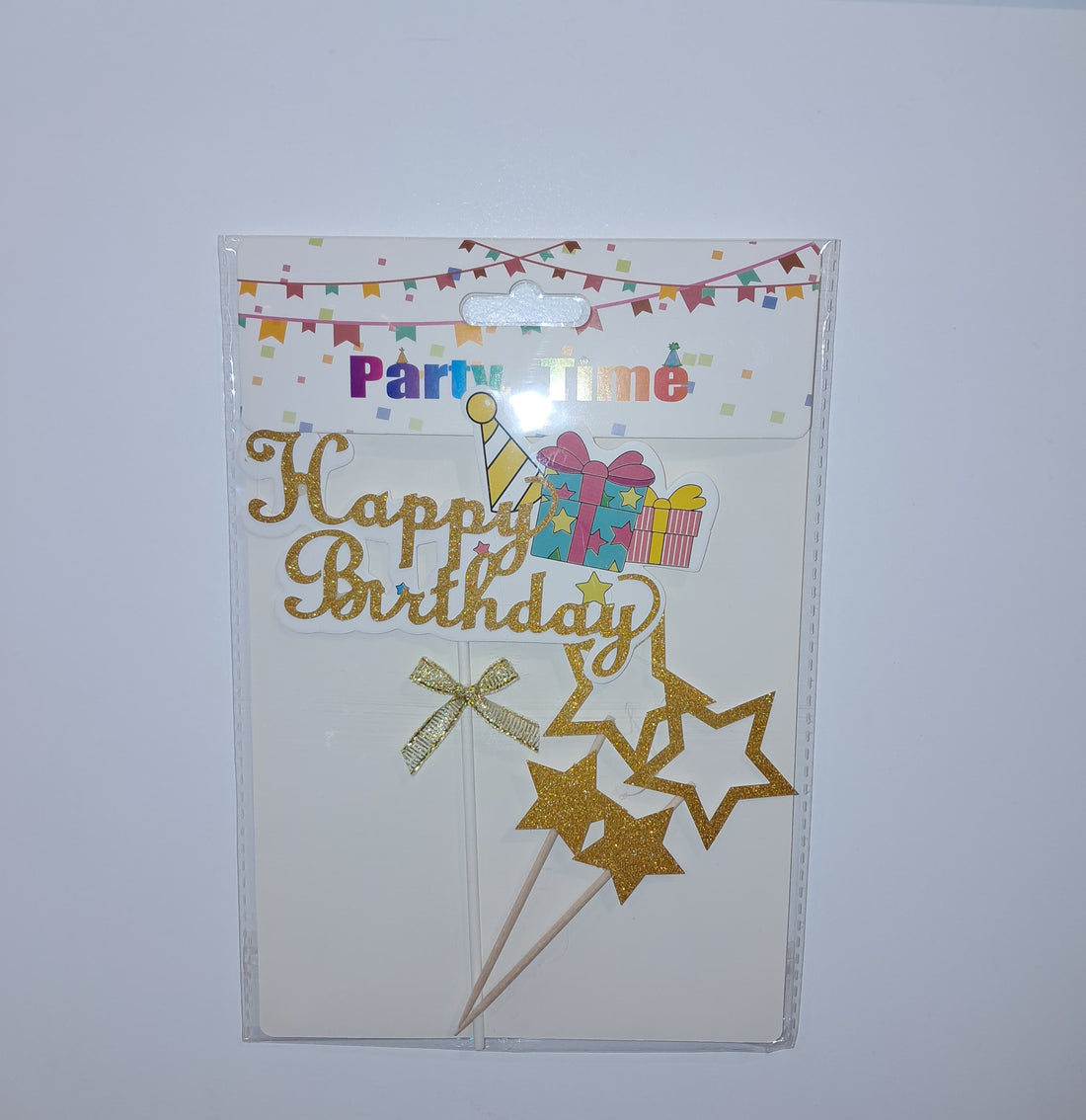 Happy Birthday Stars and Gift Box Cake Topper