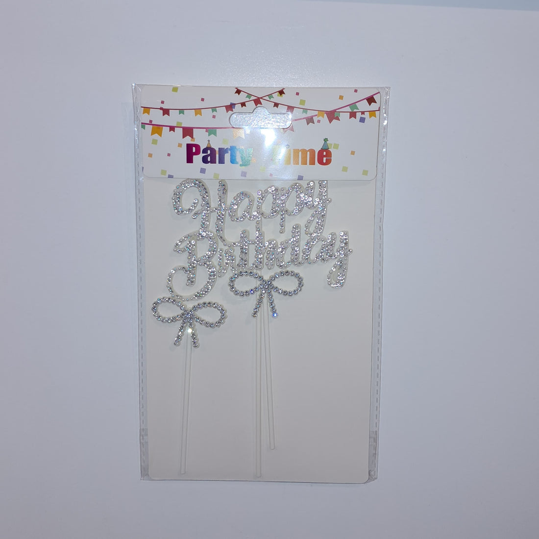 Pearl Decorated Happy Birthday Cake Topper