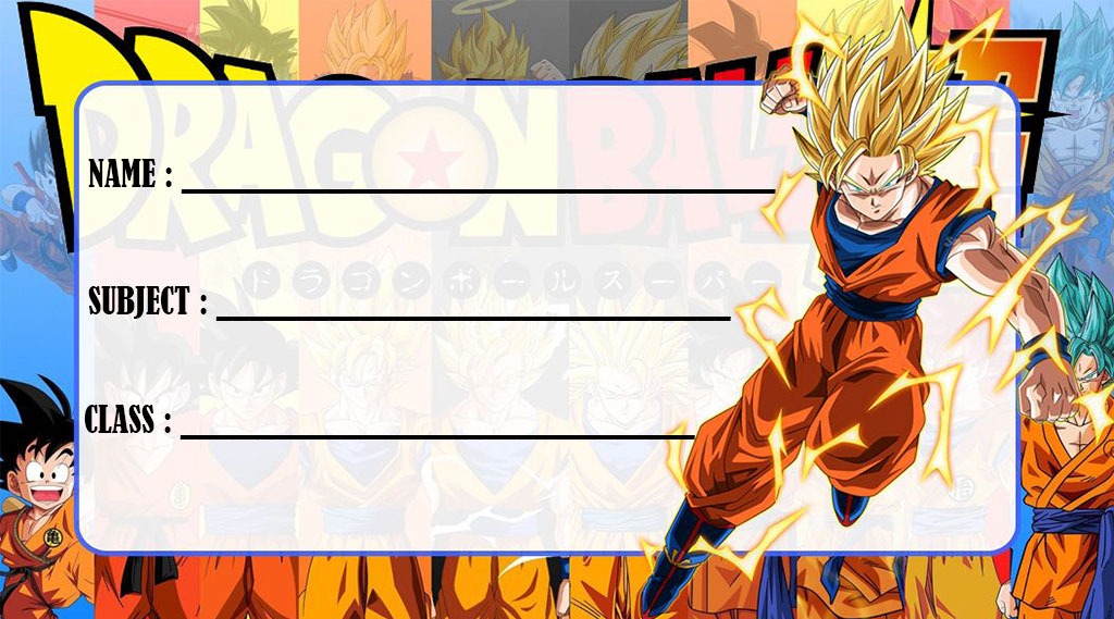 Dragon Ball Z school subject book Labels  (Waterproof) Goku