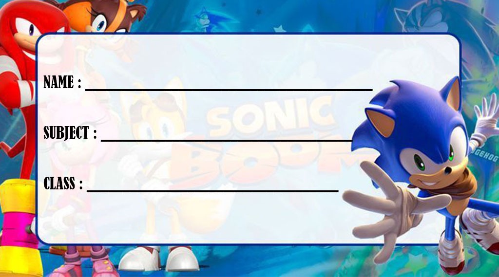 Sonic Boom school subject book Labels (Waterproof)