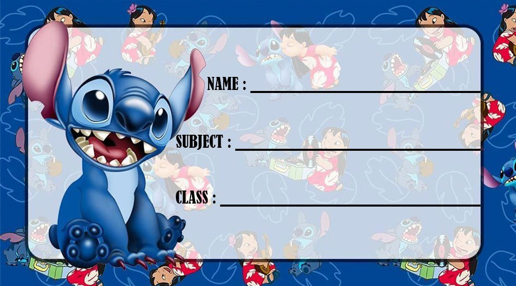 Stitch Ver 2 school subject book Labels (Waterproof)