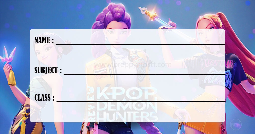 Kpop Demon Hunters school subject book Labels (Waterproof)
