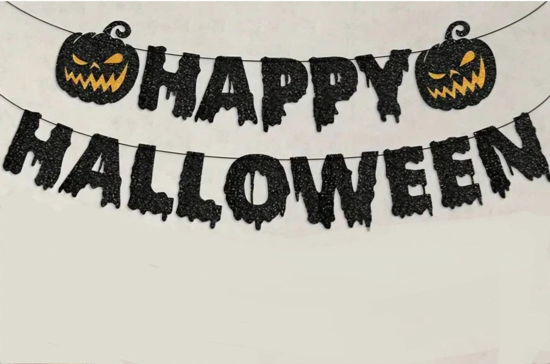 Happy Halloween Black Pumpkin Banner