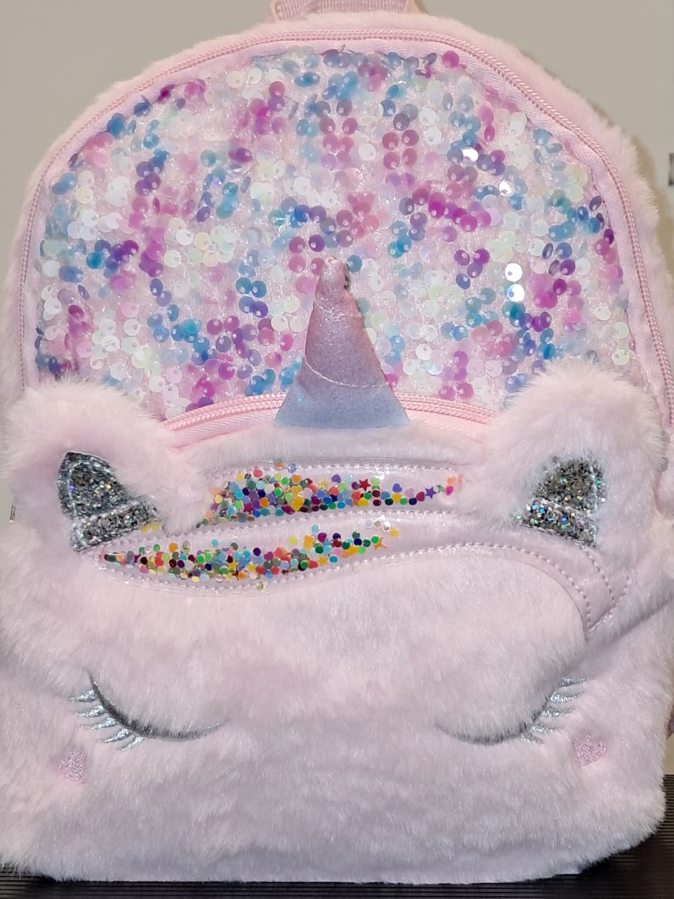 Fluffy Unicorn Sequins Backpack