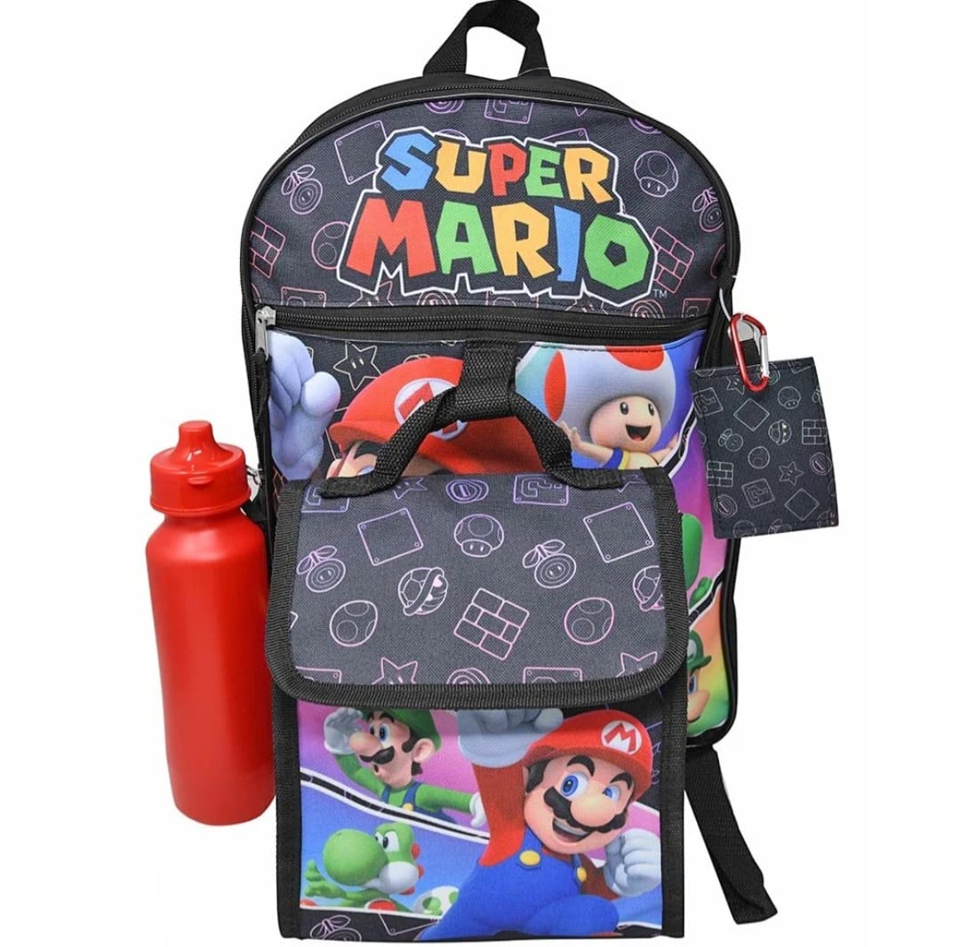 Super Mario 5PCS Backpack Set