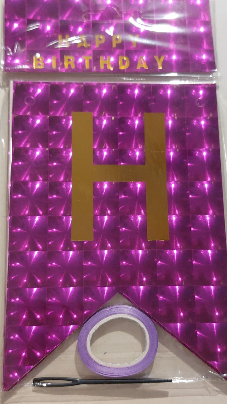 Mirror Purple  Happy Birthday Banner Sign