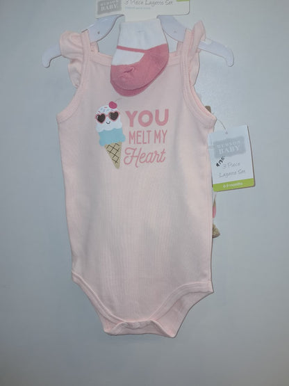 &quot;You Melt My Heart&quot; Ice Cream Onsesie Set Girls