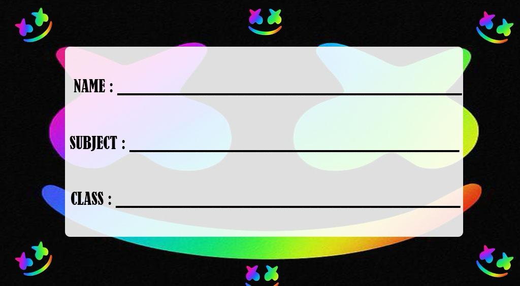 Marshmello  school subject book Labels (Waterproof)