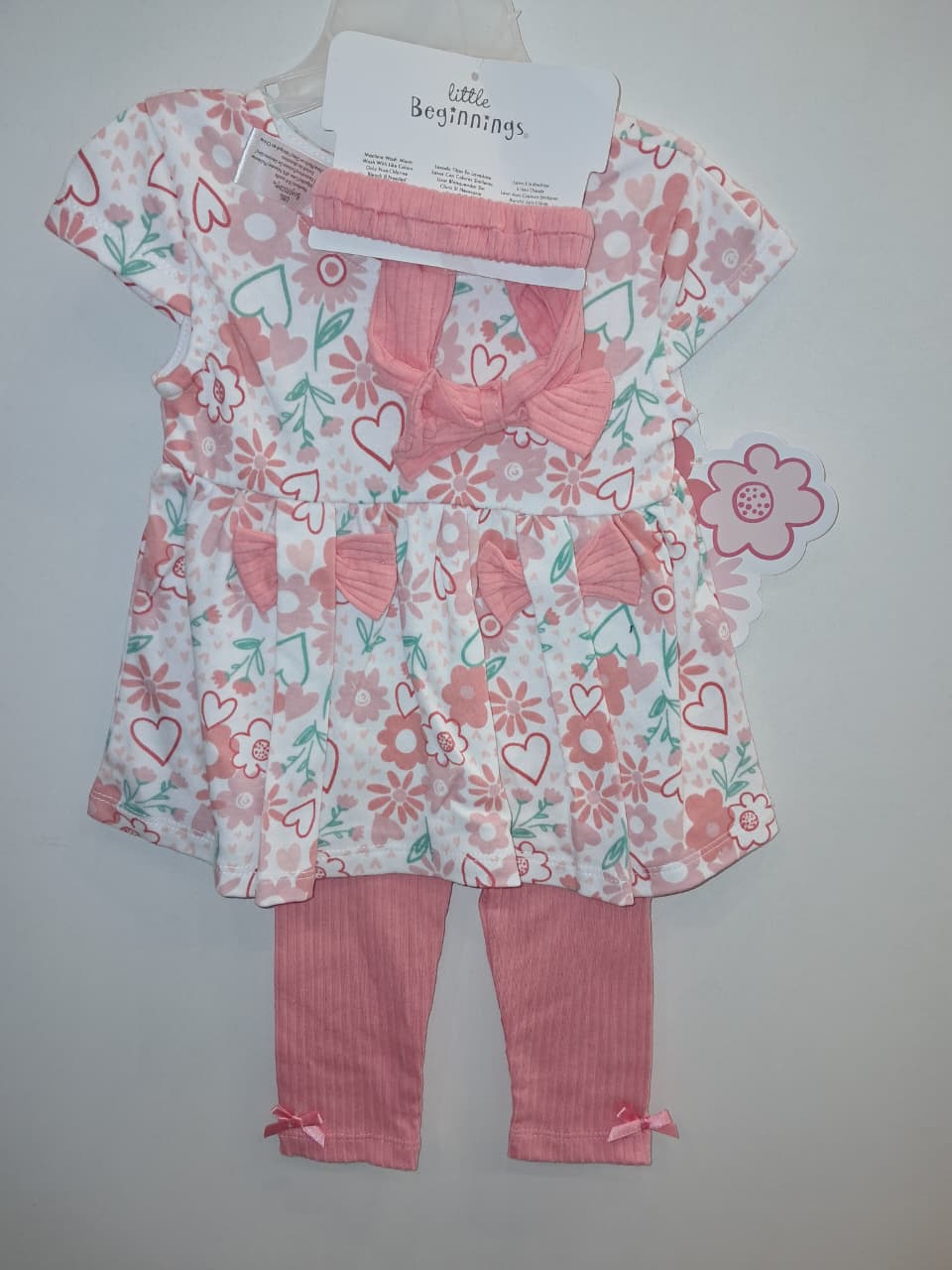 Girls 3PC Floral Pink Dress Set