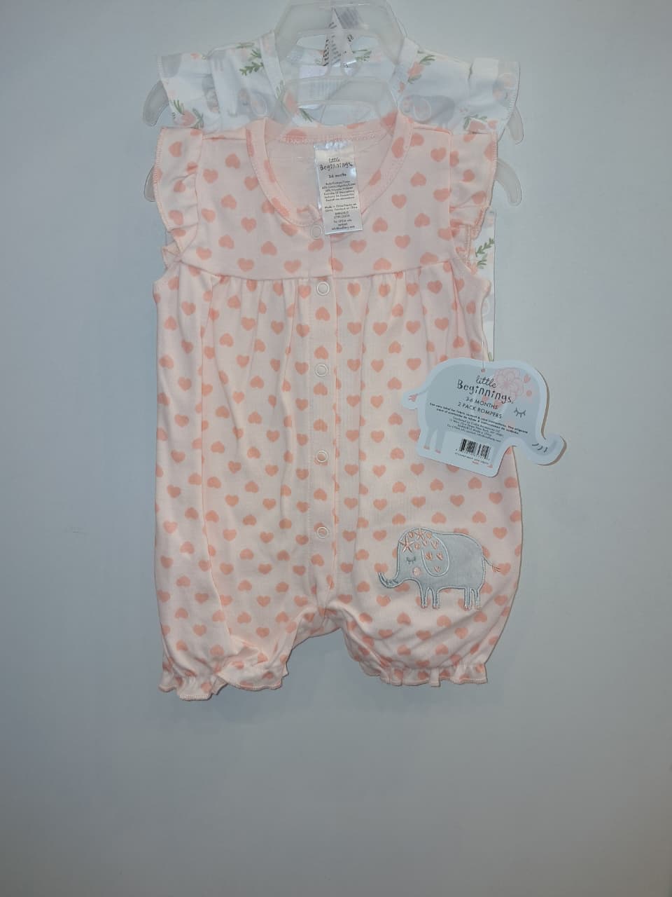 Peach &amp; Orange Elephant Print 2PC Romper Set