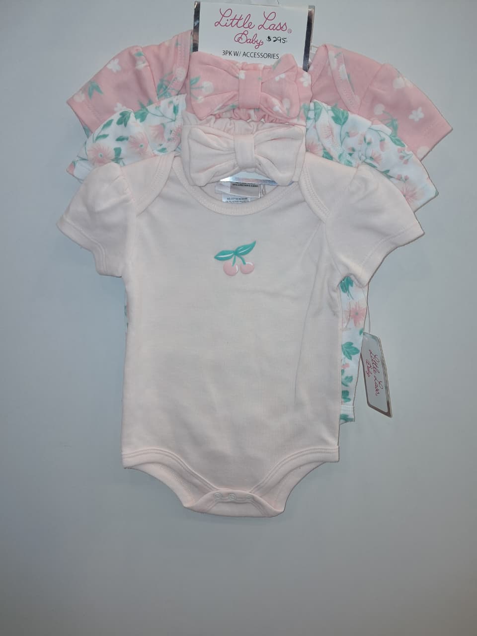 Pink Cherry 5PC Onesie &amp; Headband Baby Set