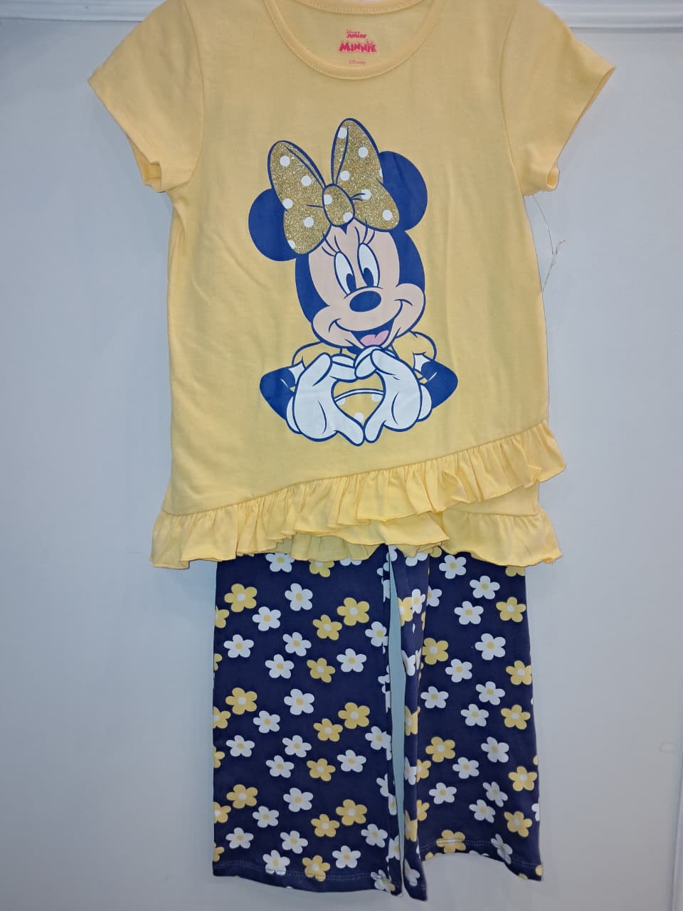 Minnie Mouse Yellow Top &amp; Floral Pants 2PC Girls&
