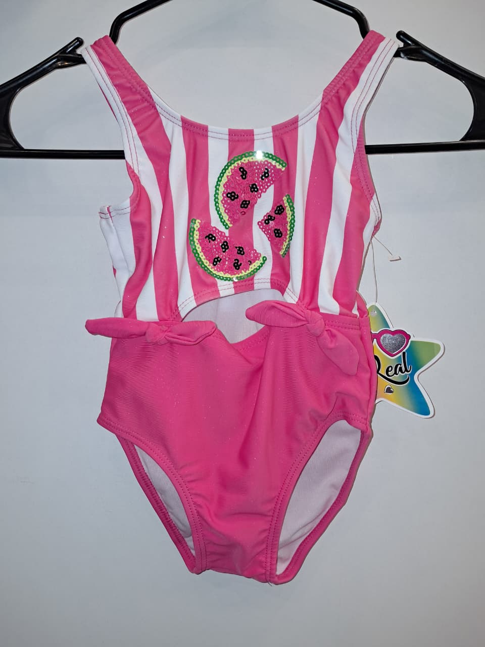 Pink &amp; White Watermelon Girls Bathing Suit