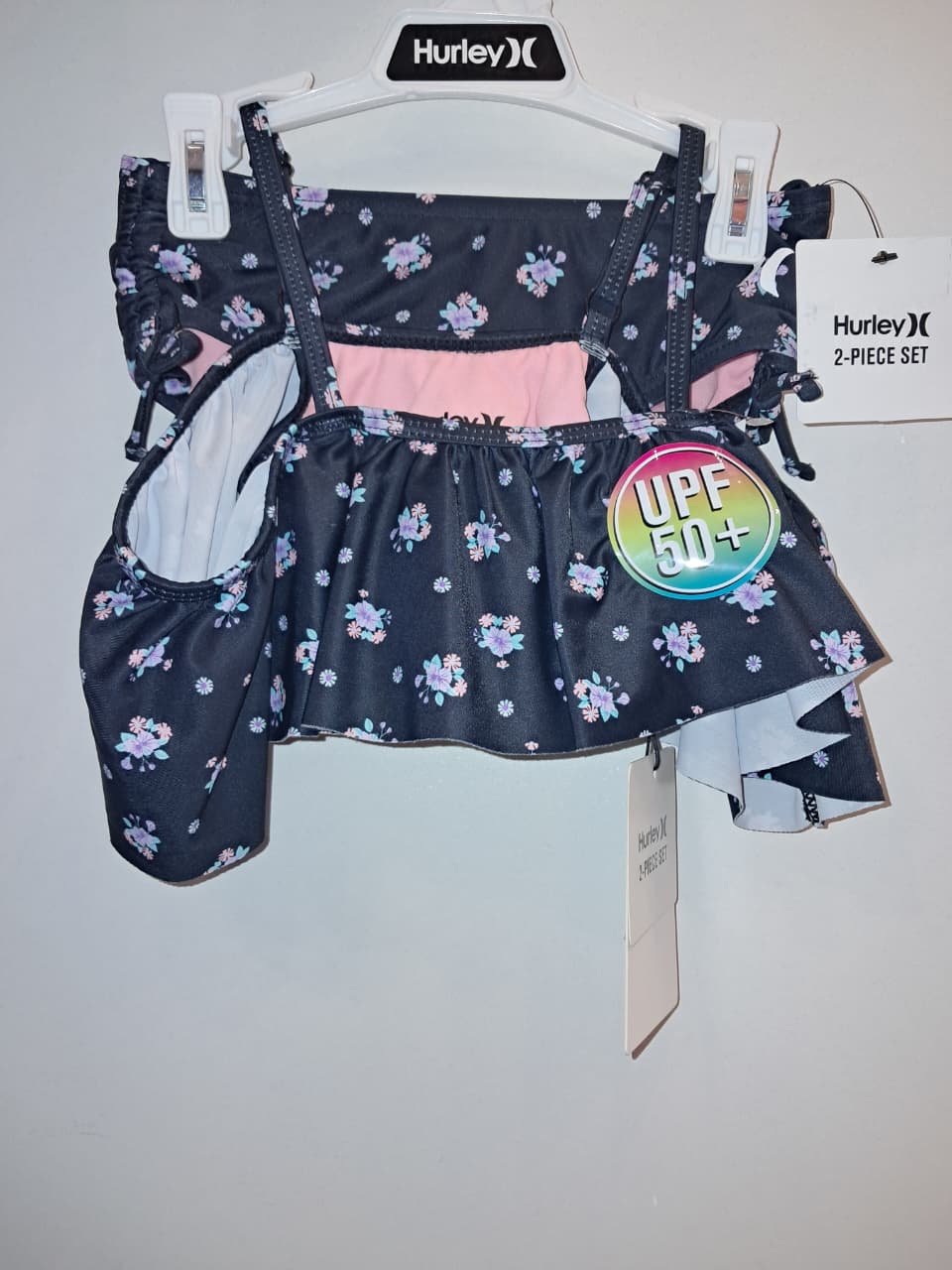 Girls 2PC Black Floral Bathing Suit