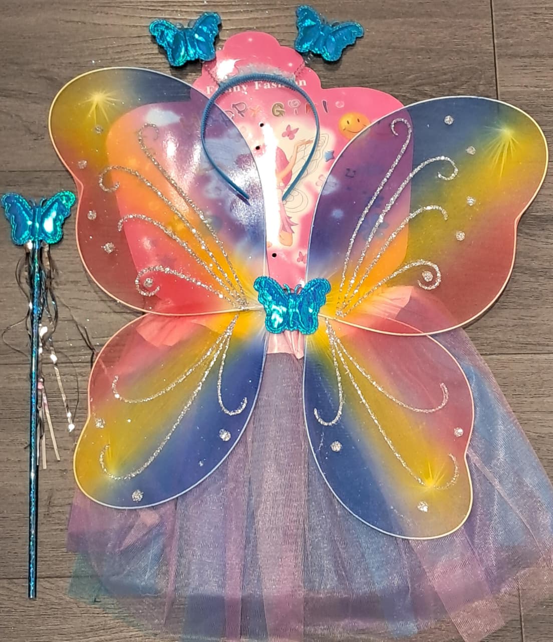 Multicolored Blue Butterfly Wings 4PC Set