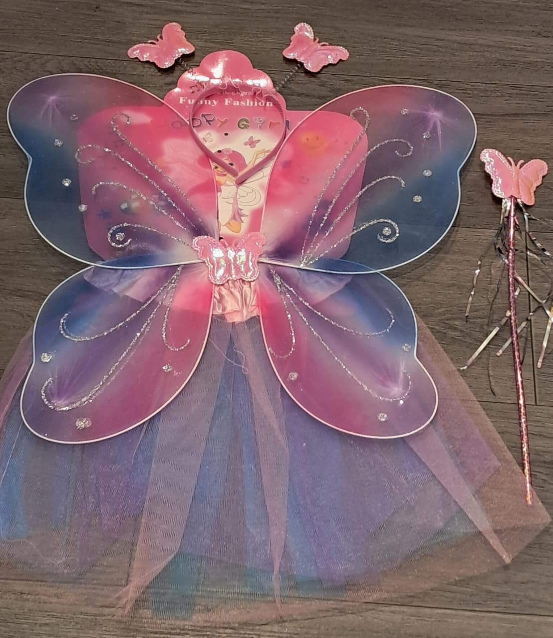Multicolored Pink &amp; Purple Butterfly Wings 4PC Set