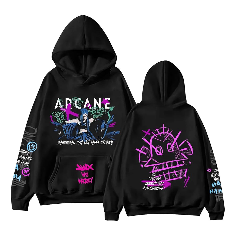Arcane Colorful Black Fleece Pullover Hoodie