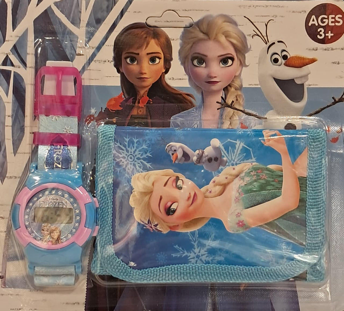 Light Blue Frozen Elsa Wallet and Watch Set