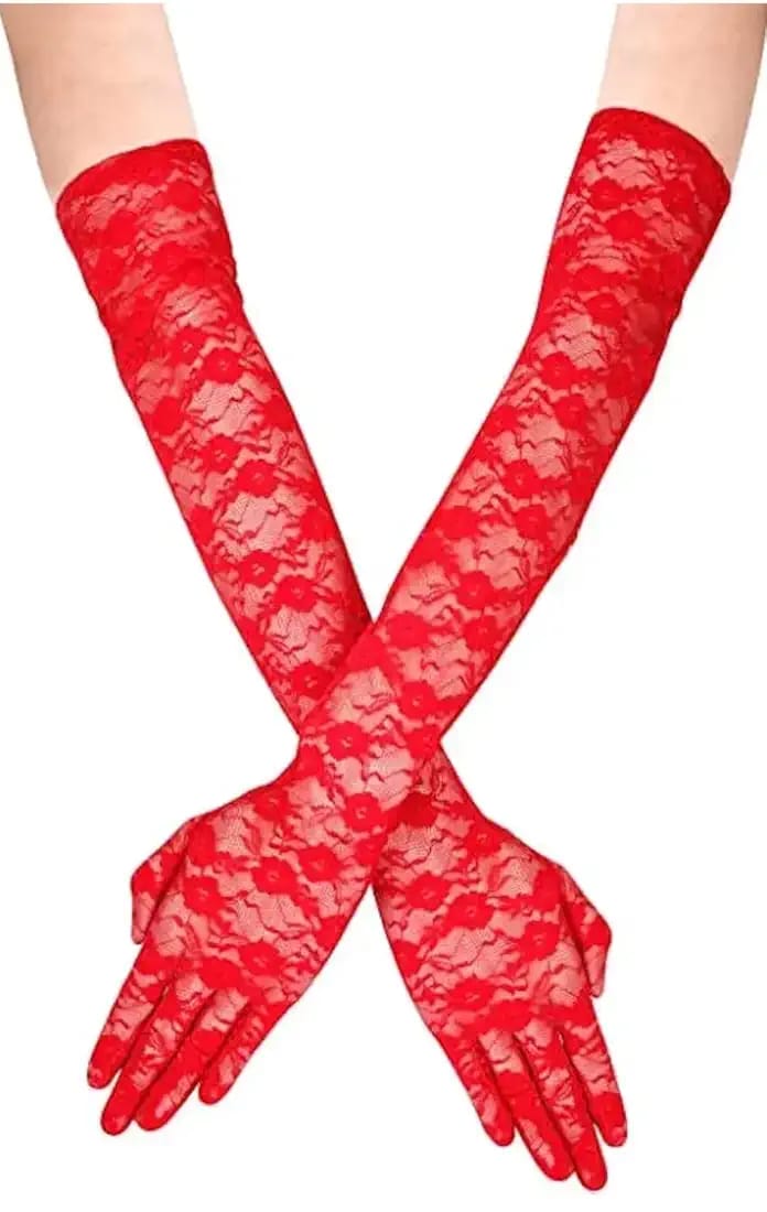 Red Lace Long Gloves