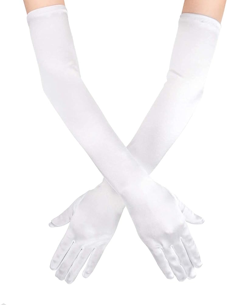 White Elbow Length Gloves