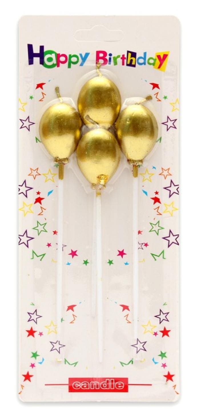 4 pc  Gold Balloon Candles