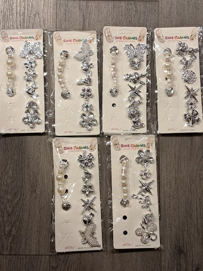 Silver Pearls Stylish Decorative Croc Charm Set (7PCS)