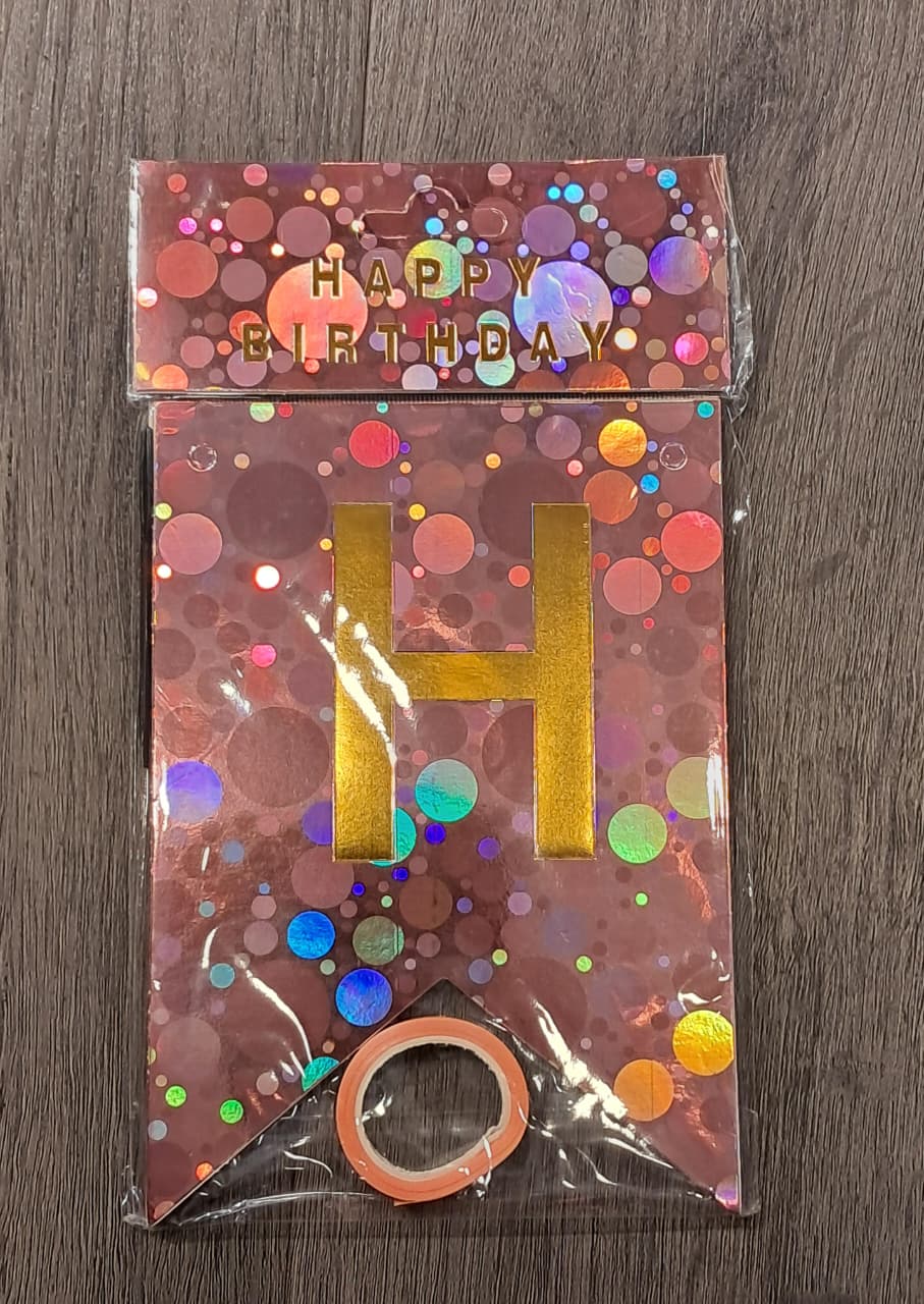 Rose Gold Spots Happy Birthday Banner