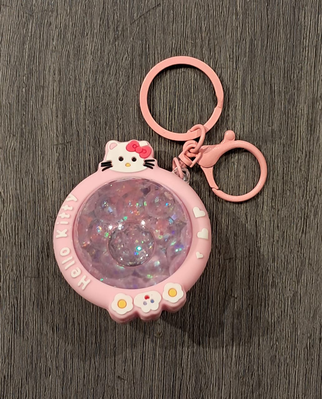 Acrylic Moving Liquid Planet Hello Kitty Keychain