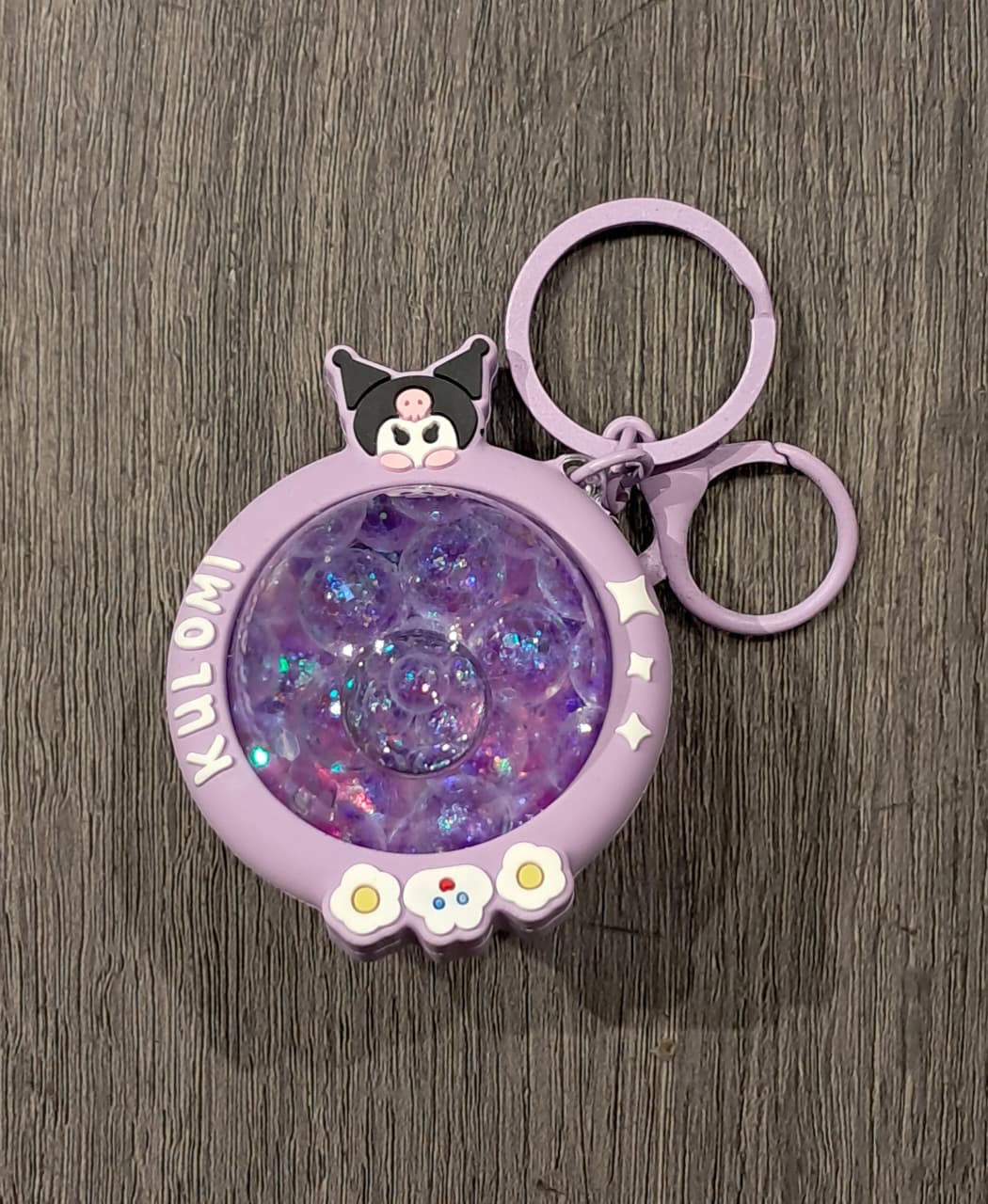 Acrylic Moving Liquid Planet Kuromi Keychain