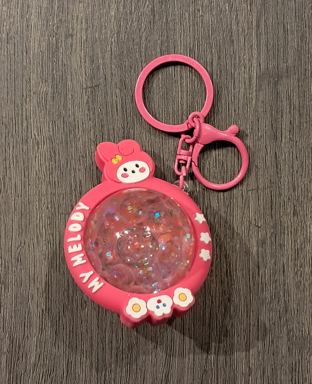 Acrylic Moving Liquid Planet My Melody Keychain