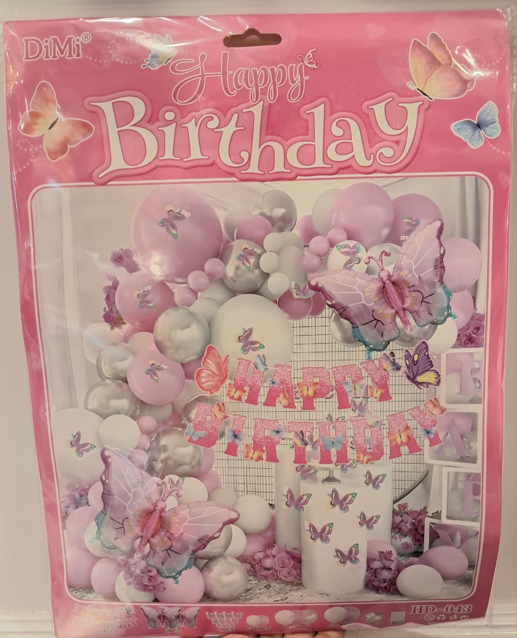 Happy Birthday Purple Butterfly Balloon Arch Kit