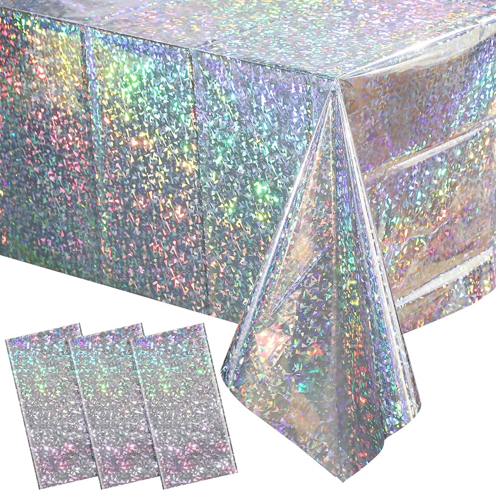Silver Glitter Metallic Tablecloth