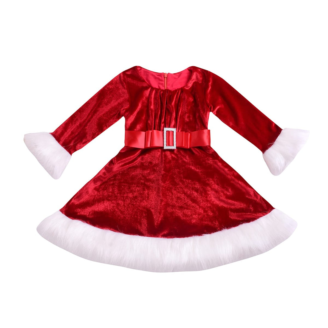 Girls Red Christmas Festive Mrs Claus Dress