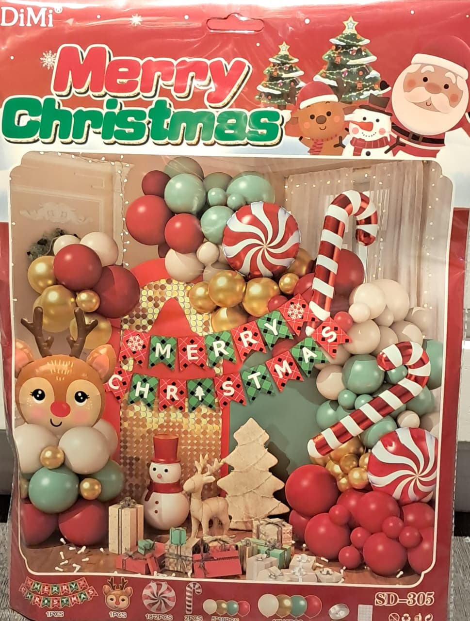 Merry Christmas Reindeer Balloons Arch Kit