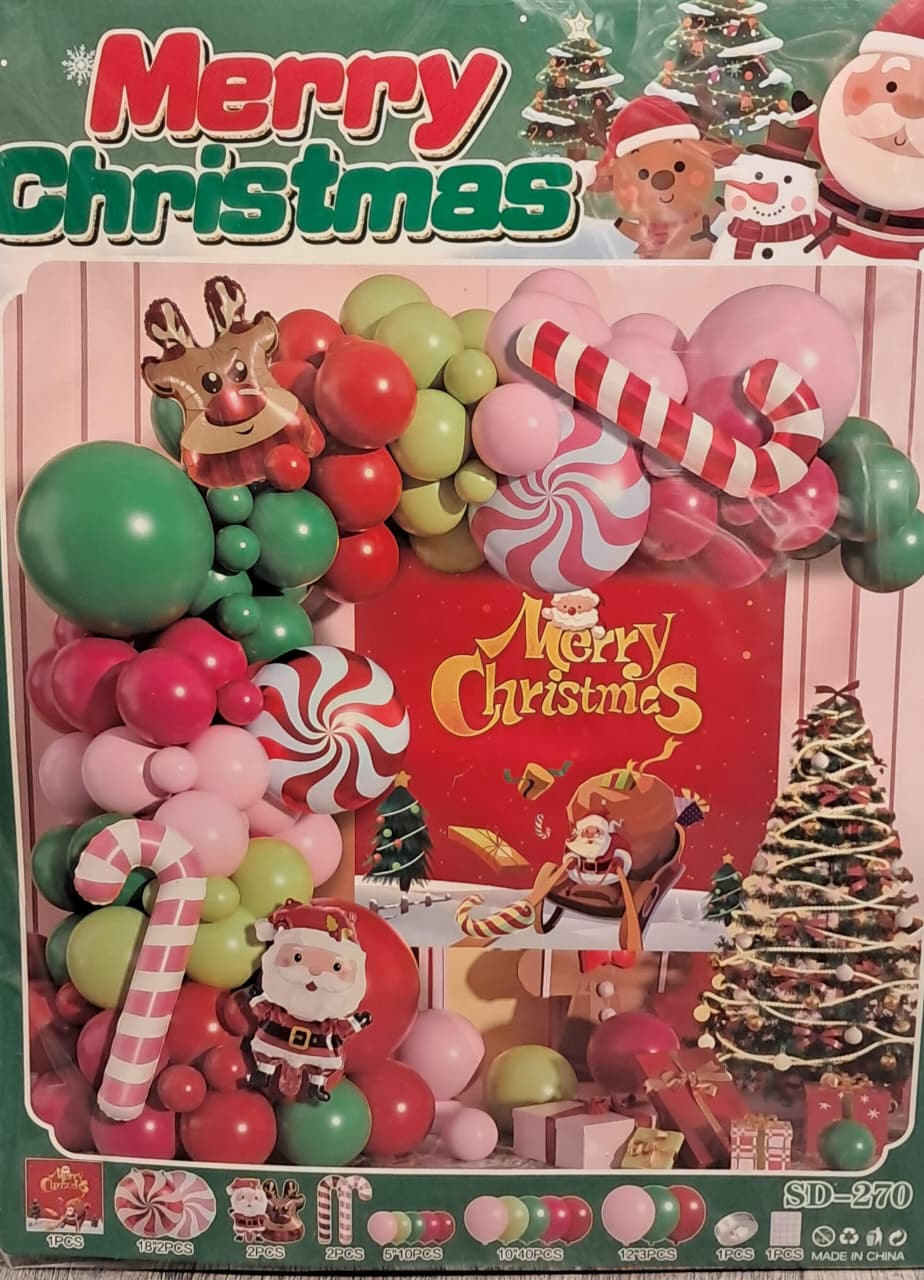 Green, Pink and Red Christmas Candy Balloons Arch Kit